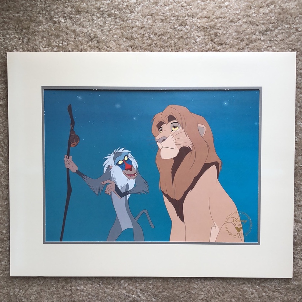 Walt Disney The Lion King Exclusive Commemorative Lithograph 1995 Mufasa Rafiki